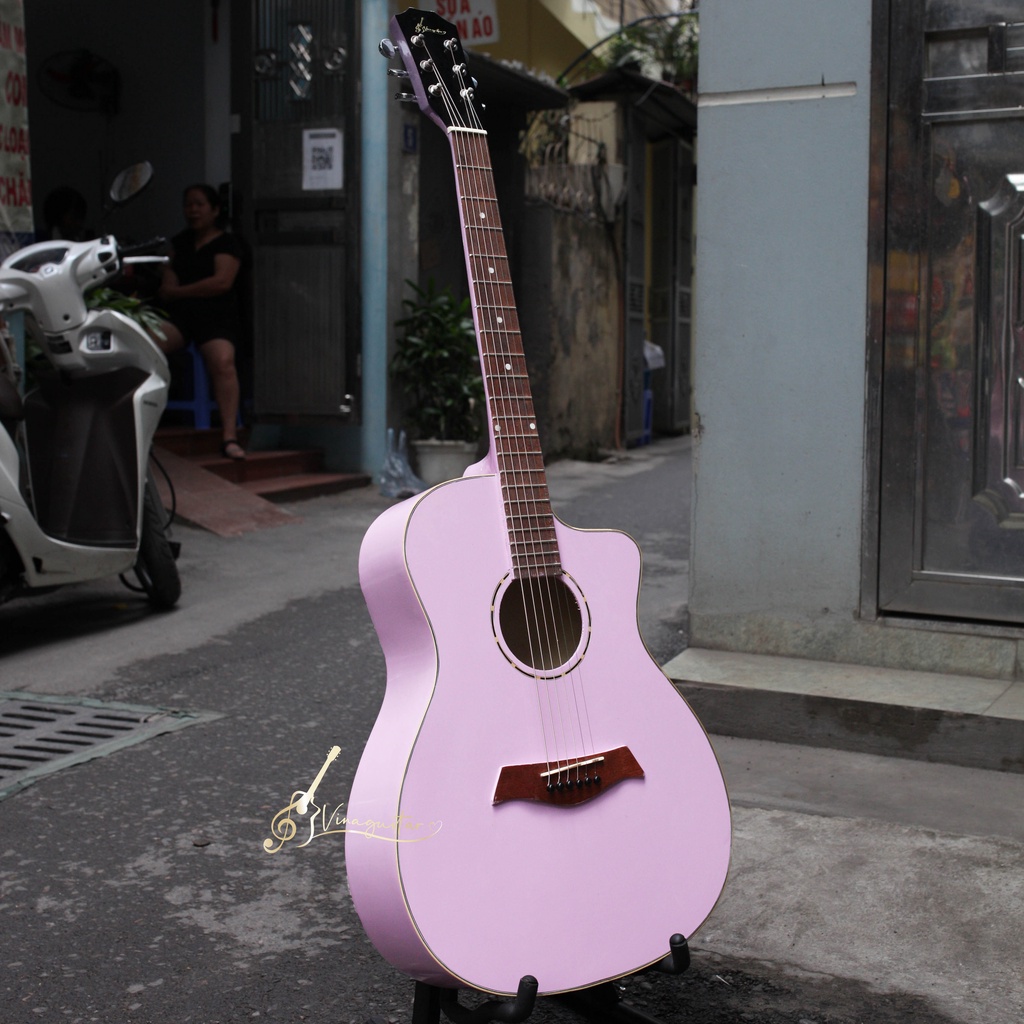 Đàn guitar acoustic khóa đúc gỗ thịt có ty VGDED chính hãng Vinaguitar 2 màu- DED5 tặng kèm phụ kiện- bảo hành 2 năm