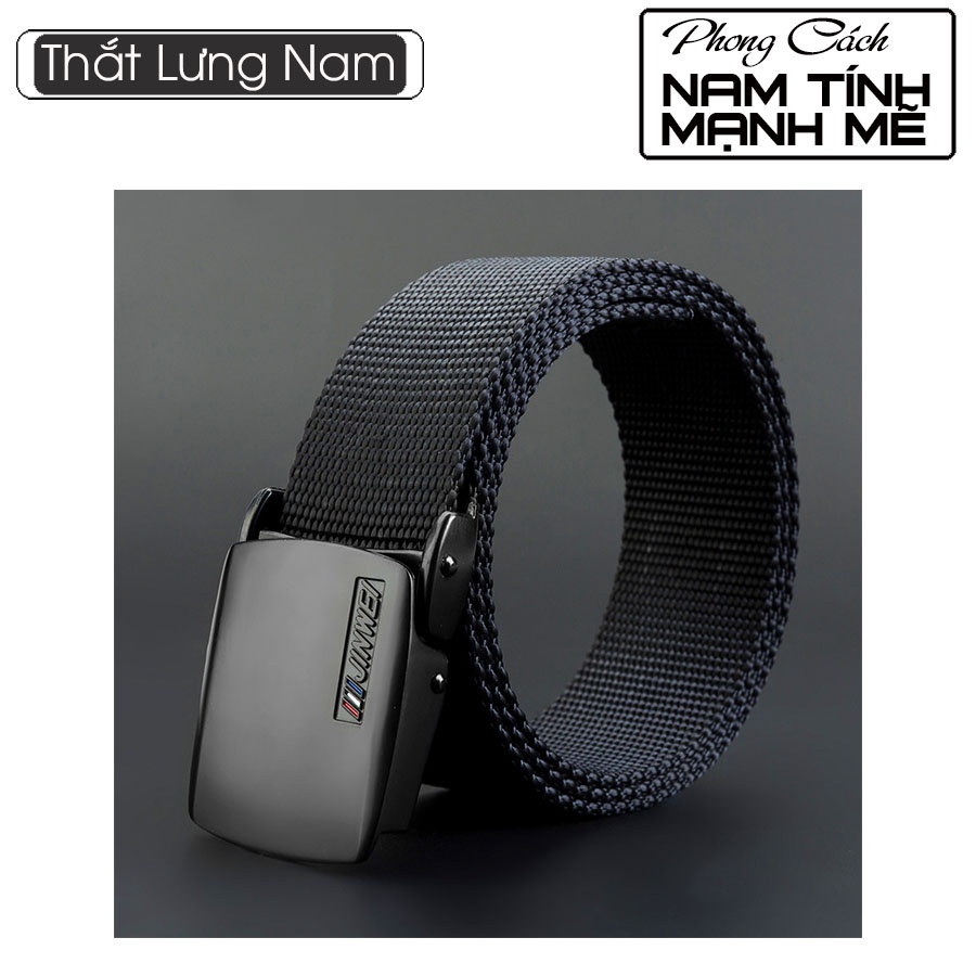 Thắt lưng nam vải dù phong cách du lịch cắm trại khóa kim loại dây 3,5 x 110 cm bền đẹp