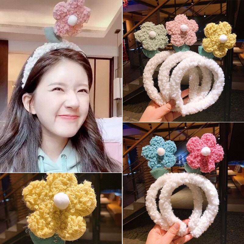 Bờm tóc cute lò xo gắn bông hoa, bờm tóc Hàn Quốc cute