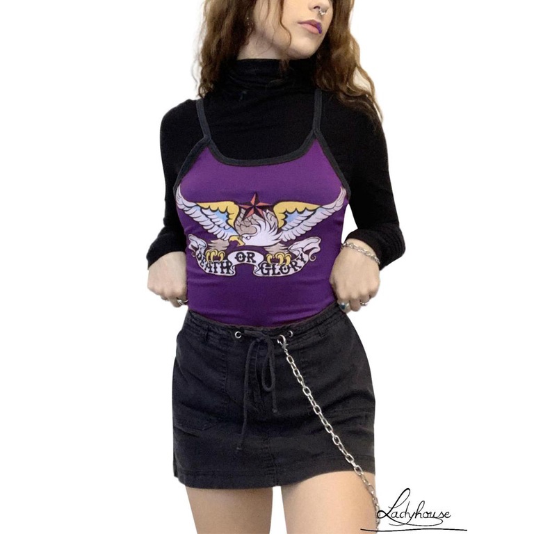 LD-Women´s Summer Tank Tops Spaghetti Straps Cartoon Eagle Print Tights Vest Female Everyday Wear