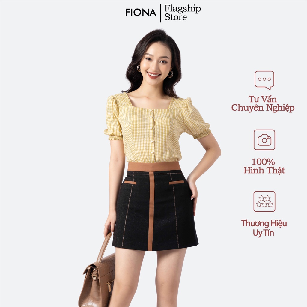 Áo sơ mi Croptop cổ vuông, cuốn bèo FIONA F551140