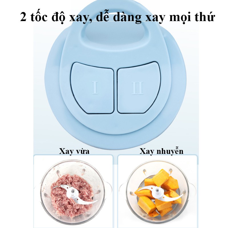 Máy Xay Thịt Công Nghiệp Đa Năng Loại Tốt, Công Suất 300w, Cối Thủy Tinh Dày 7mm, 2L, 2 Mức Công Suất, Xay Được Mọi Thứ