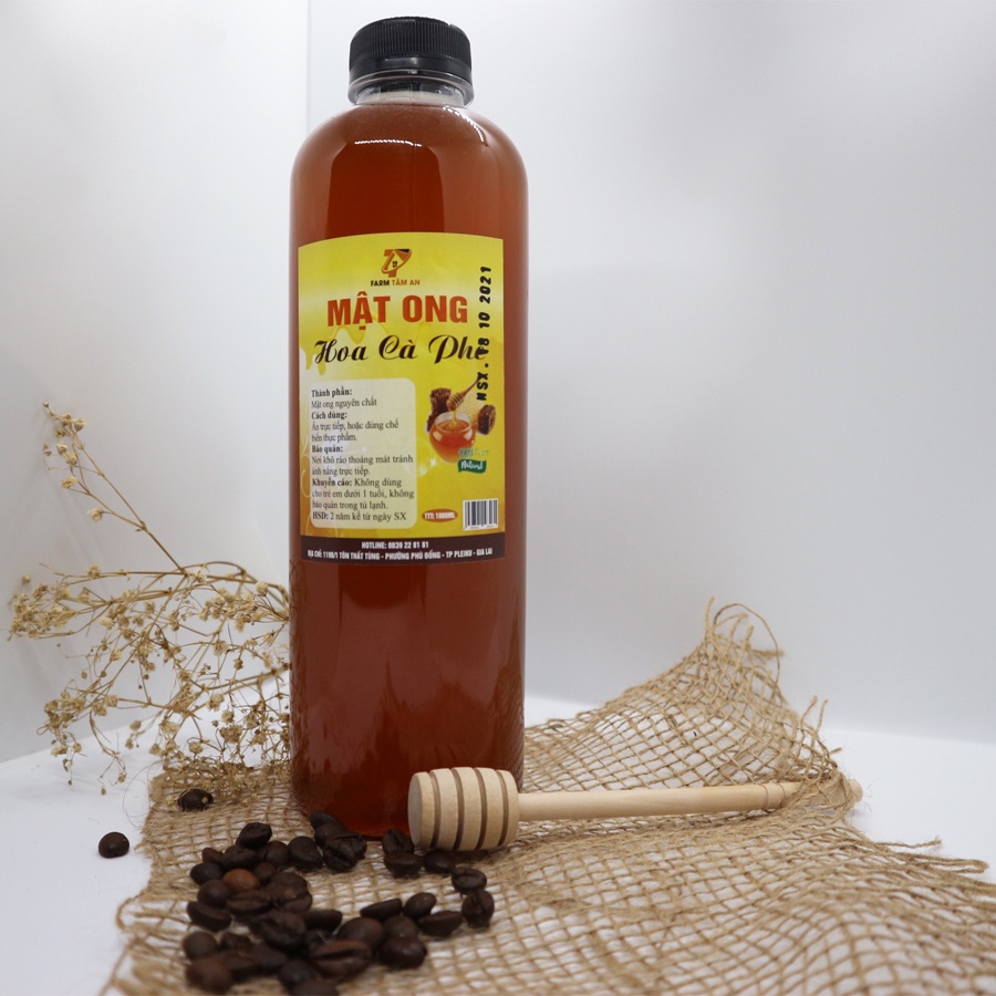 Mật ong hoa cà phê nguyên chất Farm Tâm An 700gr - 1400gr, Mật ong hoa cafe Tây Nguyên cao cấp ăn kiêng không đường