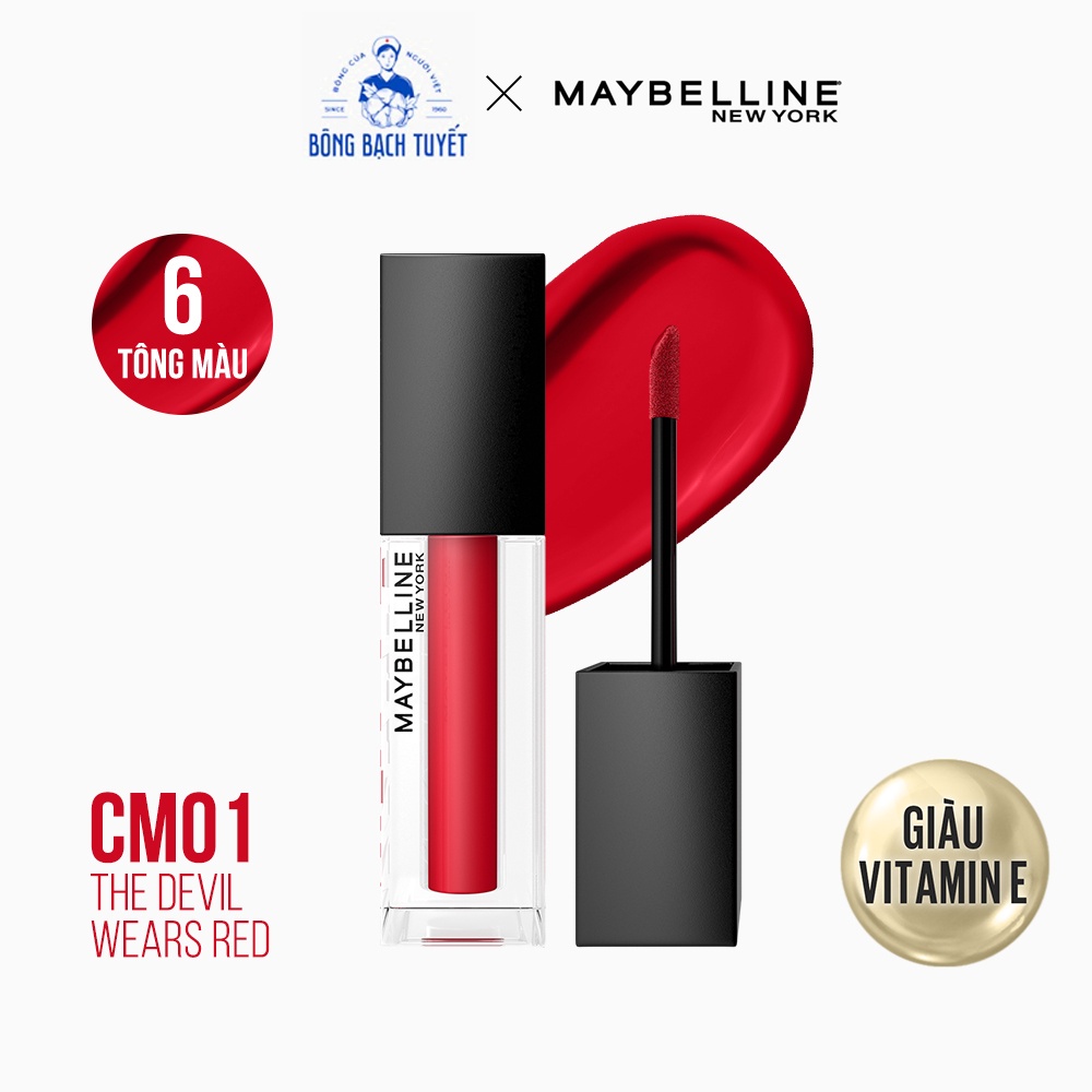 [Quà tặng không bán] Son kem mịn lì như nhung Cushion Matte Maybelline New York hiệu ứng lì đa chiều 6.4ml