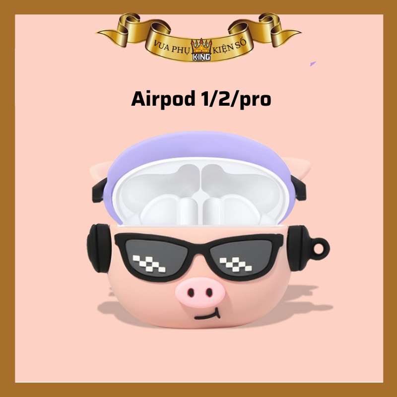 Bao airpod  vỏ airpod đầu chú heo hiphop hàng chất lượng cao