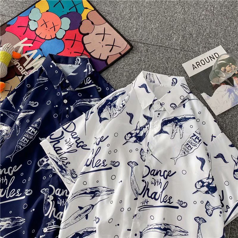 Áo sơ mi tay ngắn họa tiết hoa kiểu Hawaii trẻ trung hợp thời trang M-3XL