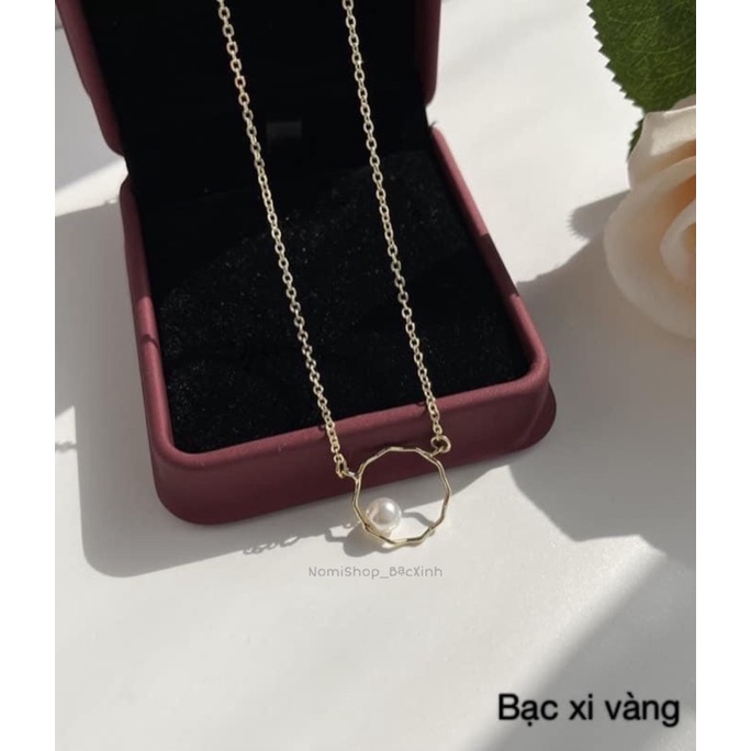 Dây chuyền bạc cho nữ, Mẫu mới hình tròn sóng nước mix trai siêu xinh, nhẹ nhàng tinh tế Mainomi Shop Bạc Xinh