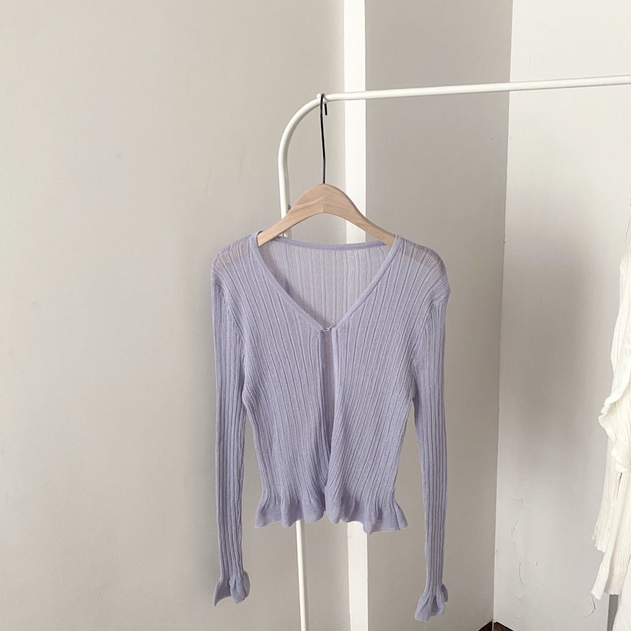 Áo Khoác Cardigan Len Mỏng Chống Nắng Thời Trang Thanh Lịch