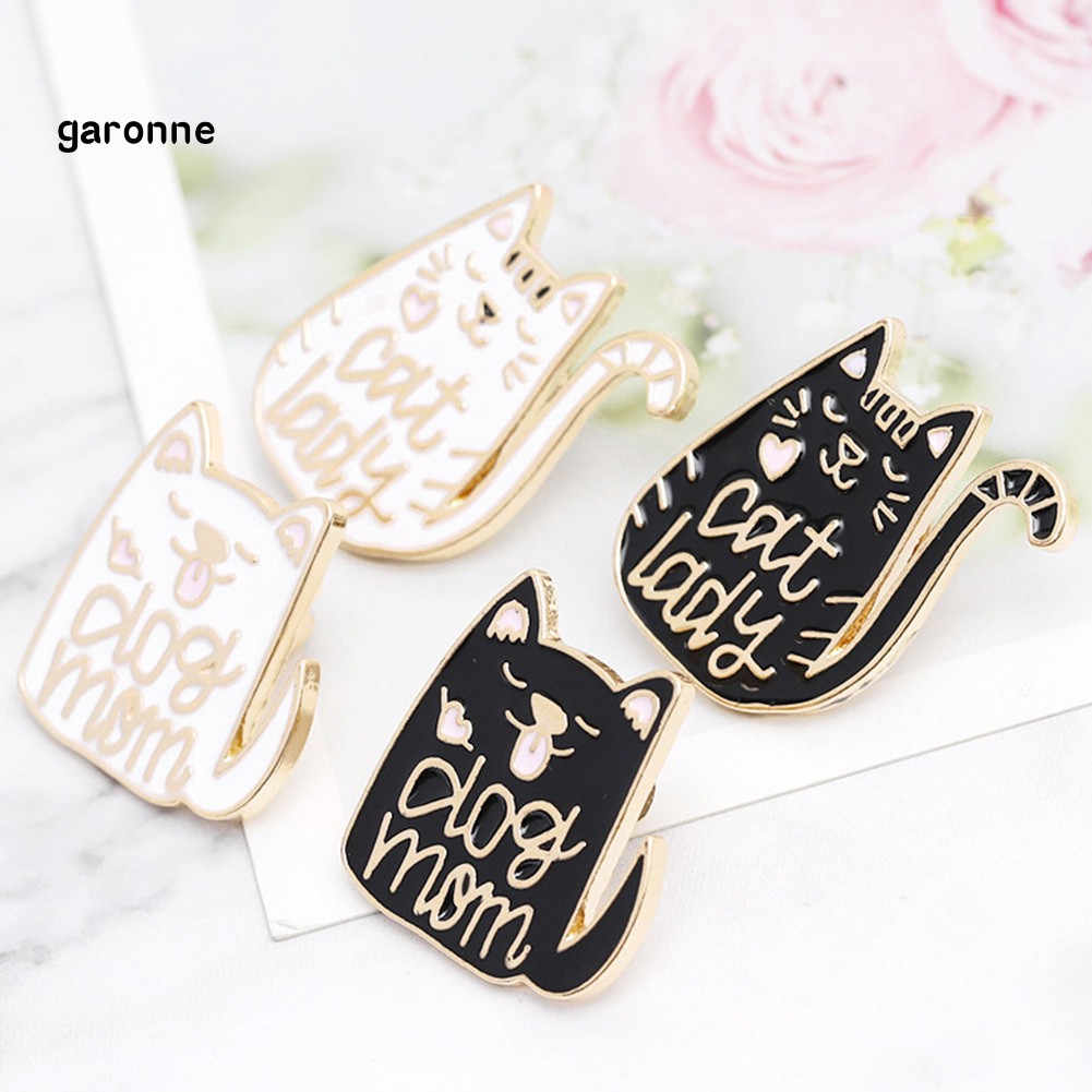 GA_Fashion Women English Letter Dog Mom Cat Lady Badge Brooch Pin Clothes Jewelry