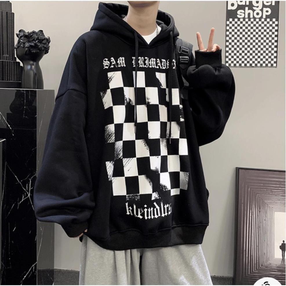 Áo hoodie nỉ bông siêu dày in hình họa tiết CARO phong cách hàn xẻng nam nữ mặc cực chất