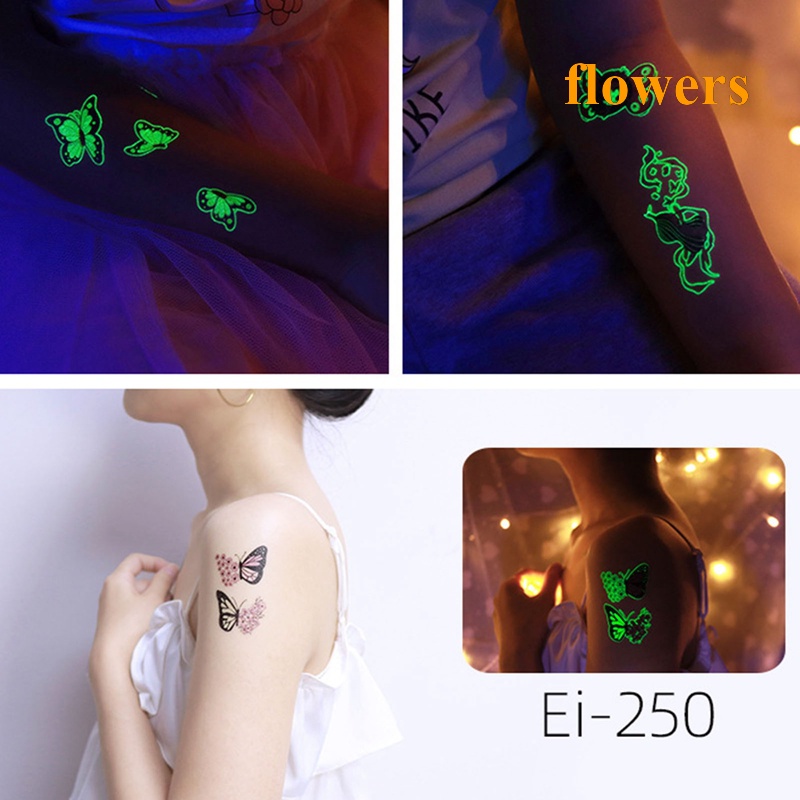 Hình Xăm Dán Phát Quang Chống Thấm Nước Hình Hoa Và Bướm Dành Cho Trẻ Em