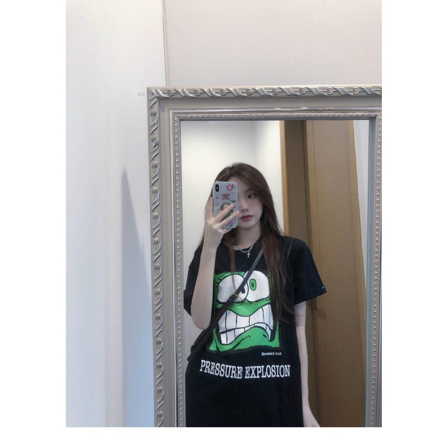 Áo thun mặt xanh RUBY chất cotton 4 chiều, from rộng tay lỡ, unisex, nam nữ mặc được freesize dưới 60kg