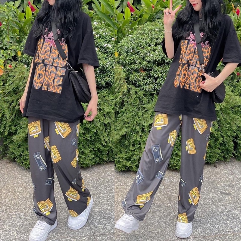 Set Áo Thun Unisex Quần Cartoon V2 Ảnh Thật