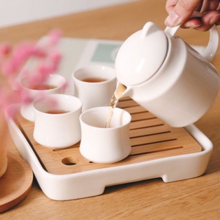 Bộ ấm khay trà sứ phong cách Nhật Bản