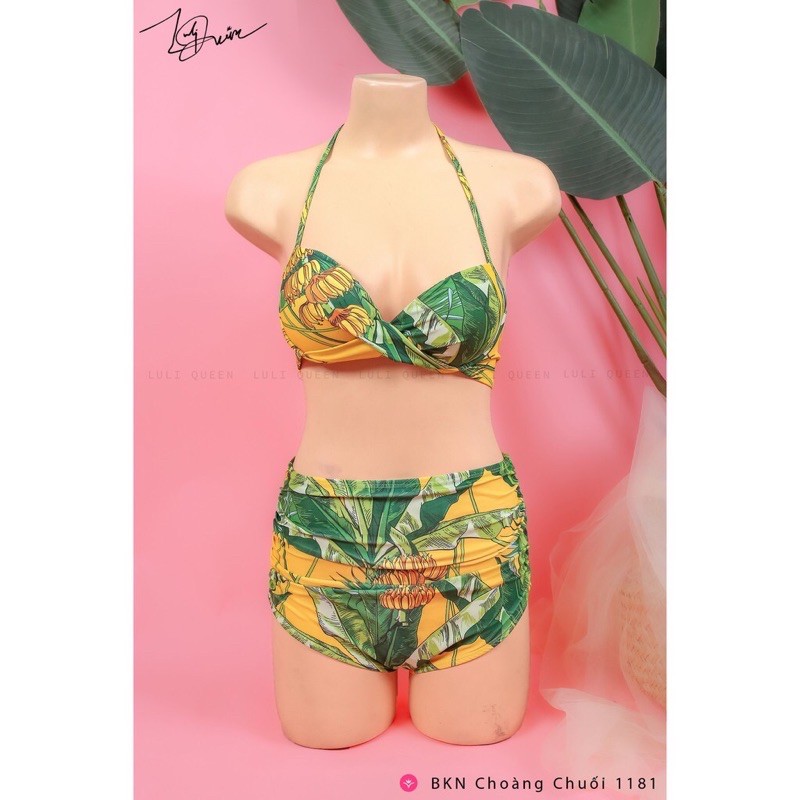 Bikini xanh chuối cao cấp kèm choàng [SIÊU CẤP- FREESHIP] Set đồ bơi đi biển nữ cao cấp kèm khăn BKN1181 | BigBuy360 - bigbuy360.vn