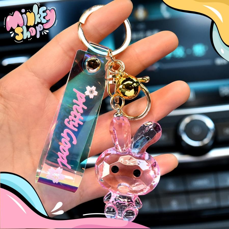 Móc Khóa Thỏ Pha Lê Đẹp Dễ Thương Với Nhiều Màu Sắc Đáng Yêu Phụ Kiện Túi Xách Balo Cute 02MKT -Minkey