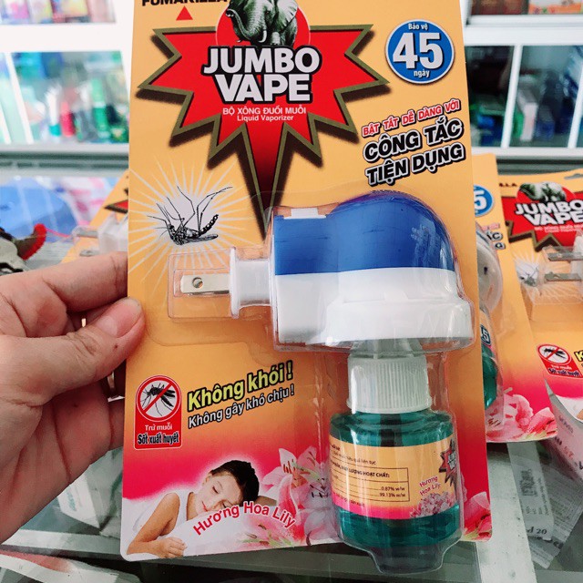 Bộ xông tinh dầu đuổi muỗi Jumbo Vape Nhật bản tặng kèm 01 chai tinh dầu