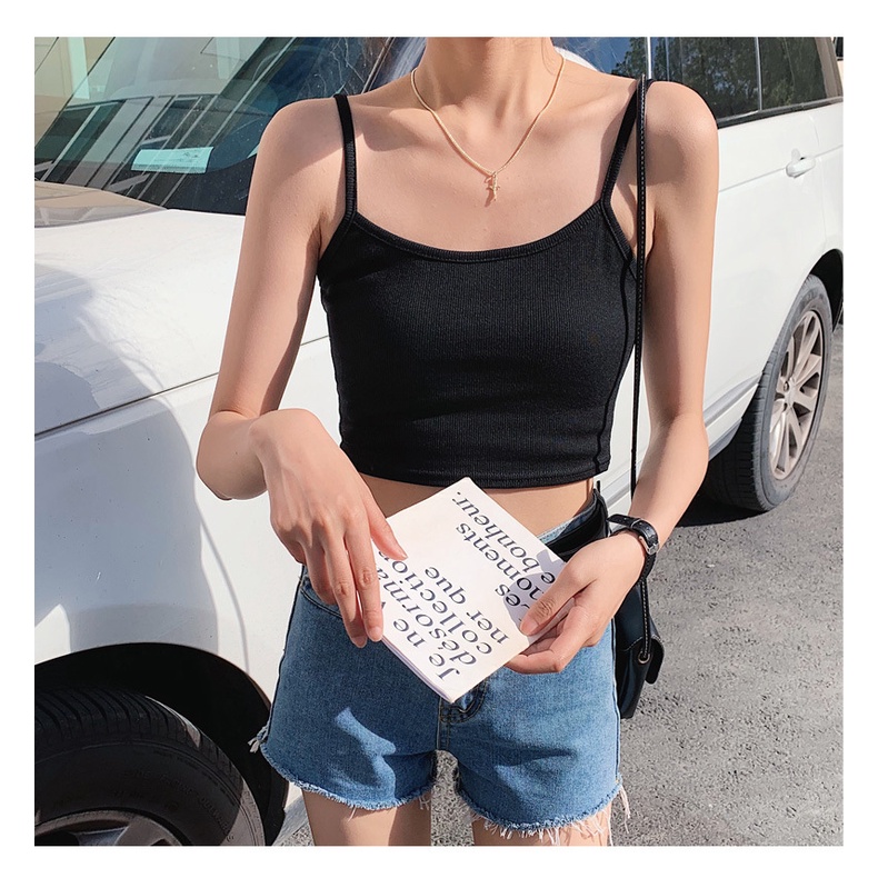 Áo hai dây CERA-Y croptop ôm body màu trắng / màu đen / màu xám CRA056
