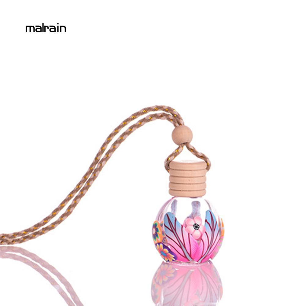 Lọ Nước Hoa Rỗng Dạng Treo In Họa Tiết Hoa Cho Xe Hơi