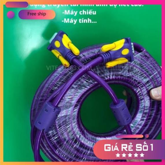 Dây cáp VGA 10M 15M 20M 30M Arigato Tím 3+9 Đen 3+6 hàng xịn chống nhiễu cao cấp ARIGATO