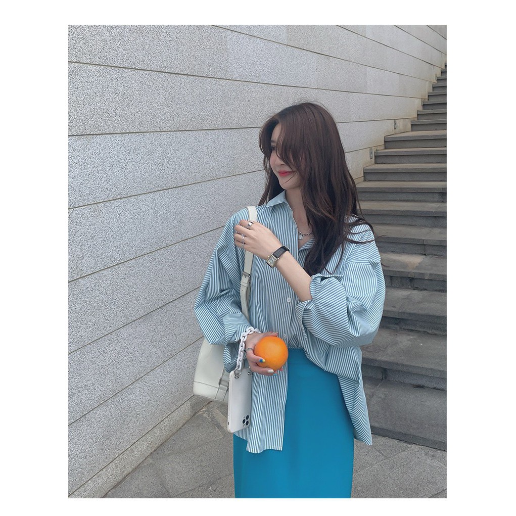 (Có sẵn) Áo Sơ Mi Striped Blue Minipie | BigBuy360 - bigbuy360.vn