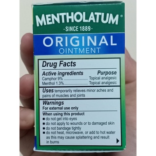 [HÀNG MỸ] Dầu cù là MENTHOLATUM 100% Natural 34g