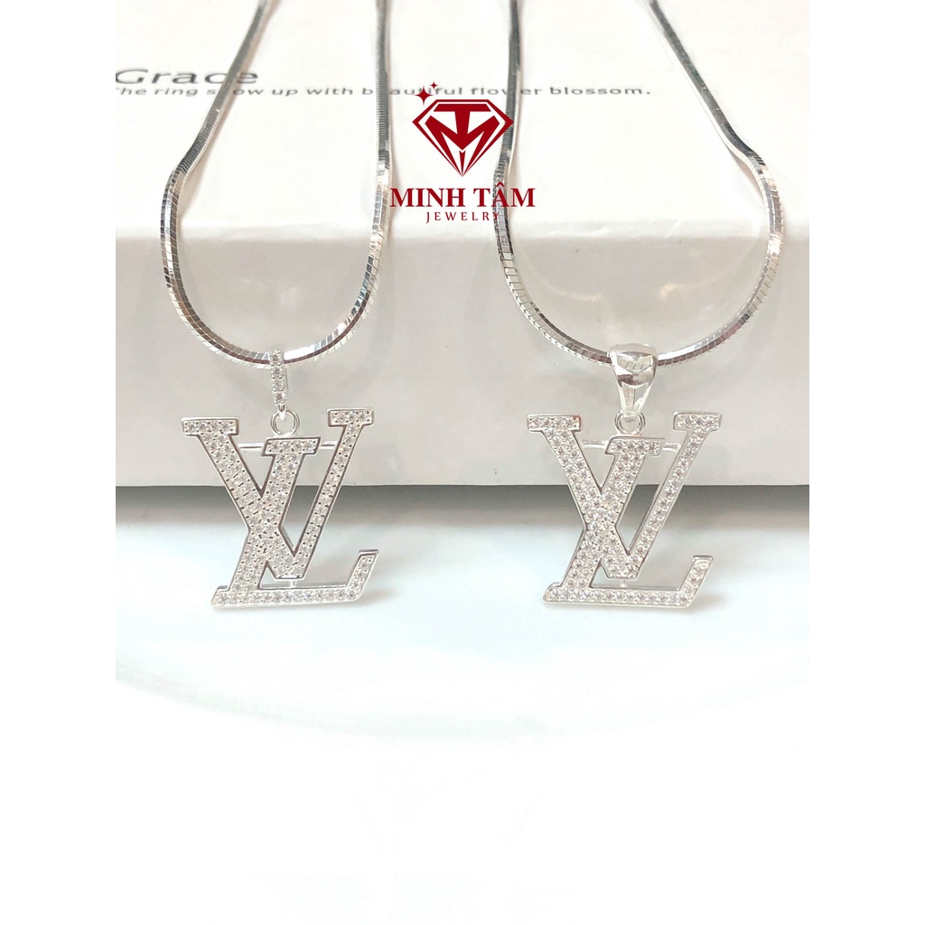 Dây chuyền lụa bạc 925 kết hợp mặt LV size nhỏ cho nam-Minh Tâm Jewelry