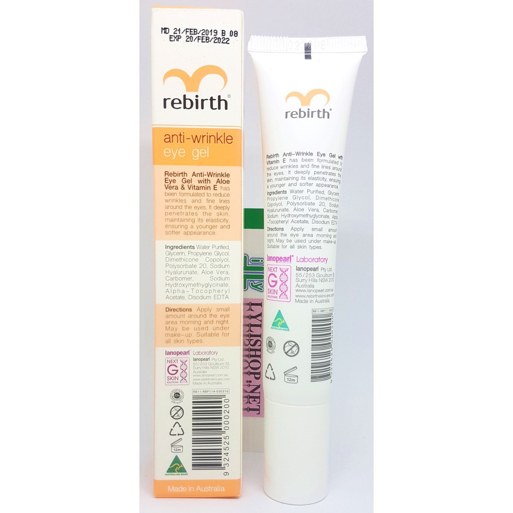Gel dưỡng chống nhăn, chống thăm quầng mắt giàu Vitamin E Rebirth - 30ml - Úc | BigBuy360 - bigbuy360.vn