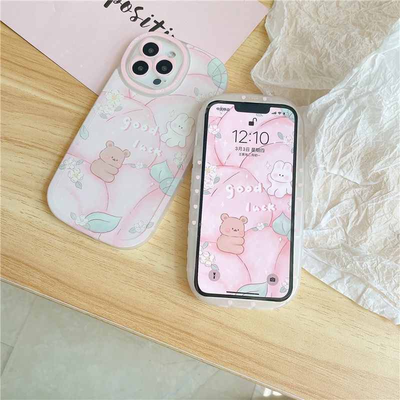 Ốp Điện Thoại Silicon Mềm Trong Suốt In Hình Gấu/Đào Xinh Xắn Cho Apple 13Promax Iphone12 11 Xs 8P