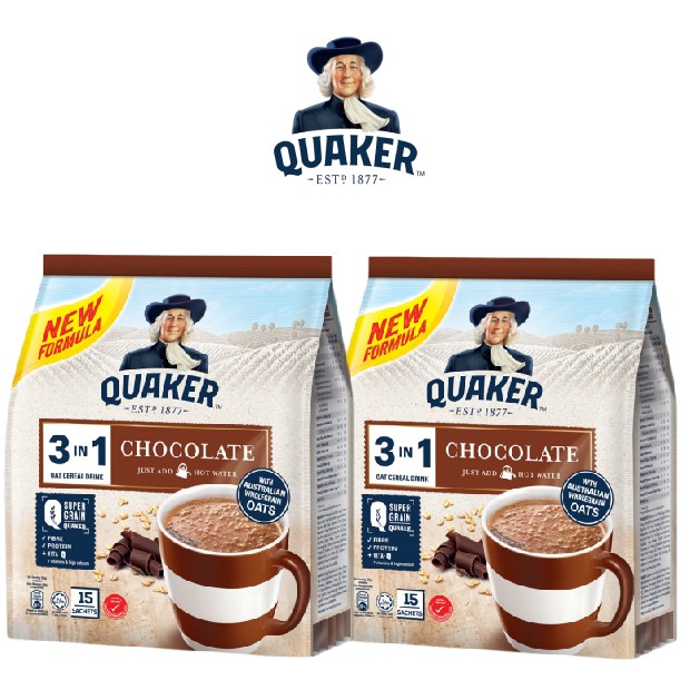 [Mã GRO1APR giảm 20K đơn 150K] Combo 2 Túi Thức uống yến mạch Quaker 3in1 Vị Chocolate 420g/túi