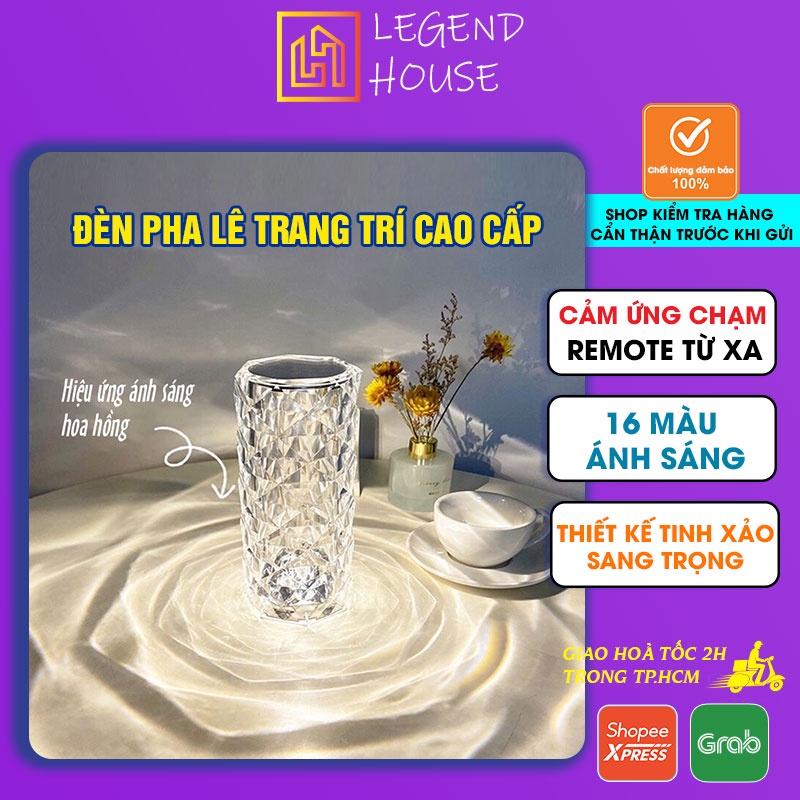 Đèn Pha Lê Trang Trí Phòng Khách, Phòng Ngủ, Phòng Game kèm điều khiển RGB 16 màu
