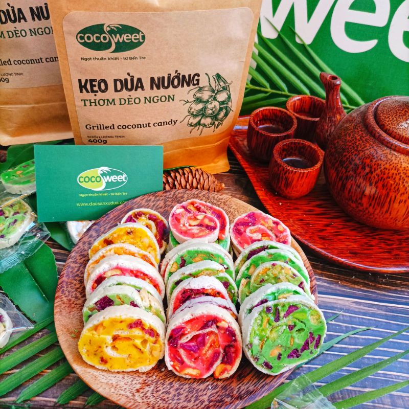 Kẹo dừa nướng Cocosweet - nhiều trái cây & hạt ngũ cốc - rất ít ngọt