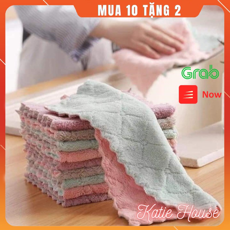 [MUA 10 TẶNG 2] Khăn Lau Tay, Lau Bếp Đa Năng 2 Mặt Siêu Thấm Nước, Mềm Mịn, Hút Ẩm Tốt, Kháng Khuẩn