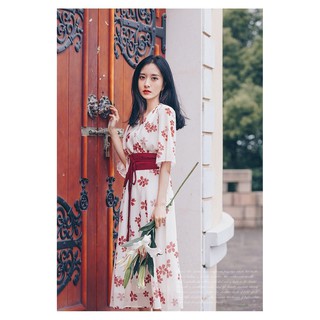 Váy voan hoa Nhật Bản