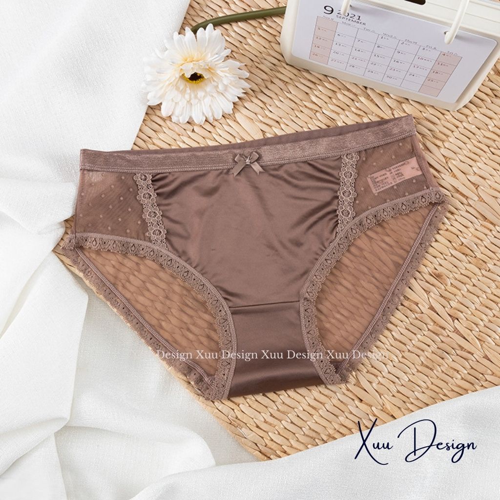 Quần lót nữ su lạnh cao cấp phối viền ren sexy co dãn thoáng khí- Xuu Design QC100