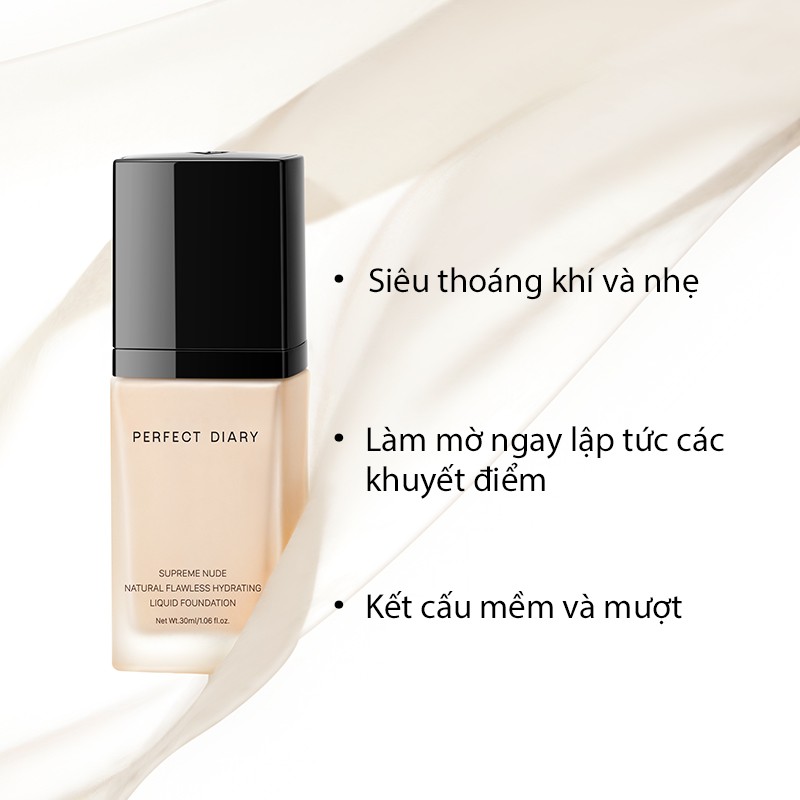 Kem Nền Perfect Diary Dạng Lỏng Tự Nhiên Với Lớp Che Phủ Cao 10 Tông Màu Tuỳ Chọn 30ml