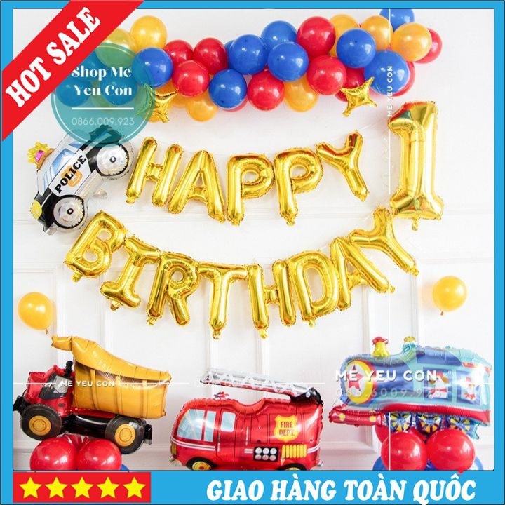 Trang Trí Sinh Nhật Bé Trai Chủ Đề Ô Tô, Máy Bay, Xe Bus, Bóng Bay Trang Trí Tiệc Thôi Nôi Đầy Tháng 🎁FREESHIP🎁