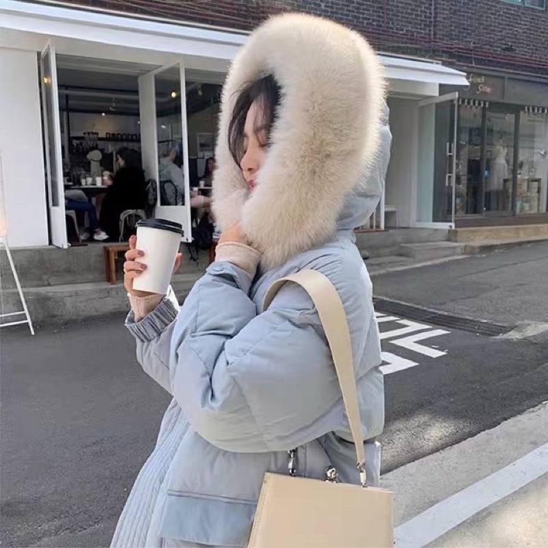 Áo phao mũ lông dáng dài hàng QCCC