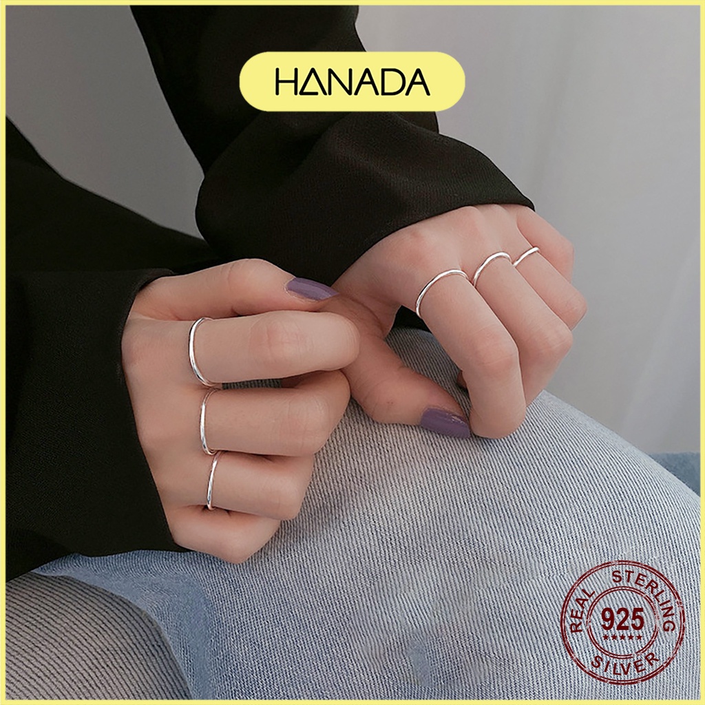 Nhẫn Bạc 925 Hanada 0001 Nhẫn Trơn Mảnh Đơn Giản Không Đá