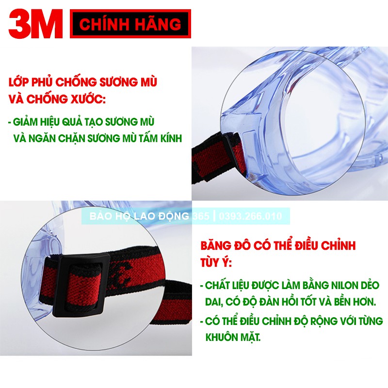 [CHÍNH HÃNG] Kính Bảo Hộ 3M 1623AF (Kính Chống Hóa Chất, Kính Chống Tia UV, Kính Hàn, Kính Chống Sương Mù, Chống Xước).