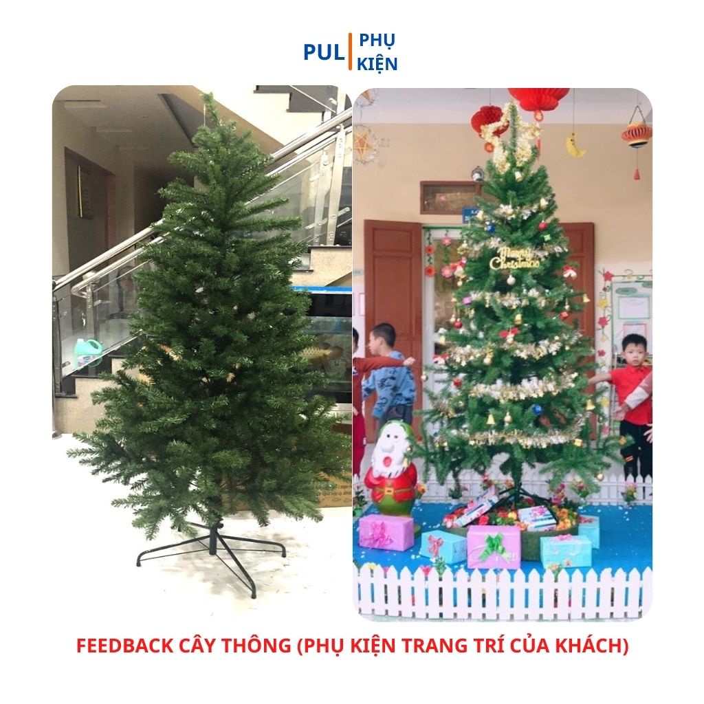 Cây thông noel 2m4 kèm bộ phụ kiện quả châu bông tuyết thiệp quả thông dây đèn led...trang trí cây thông giáng sinh 2.4m