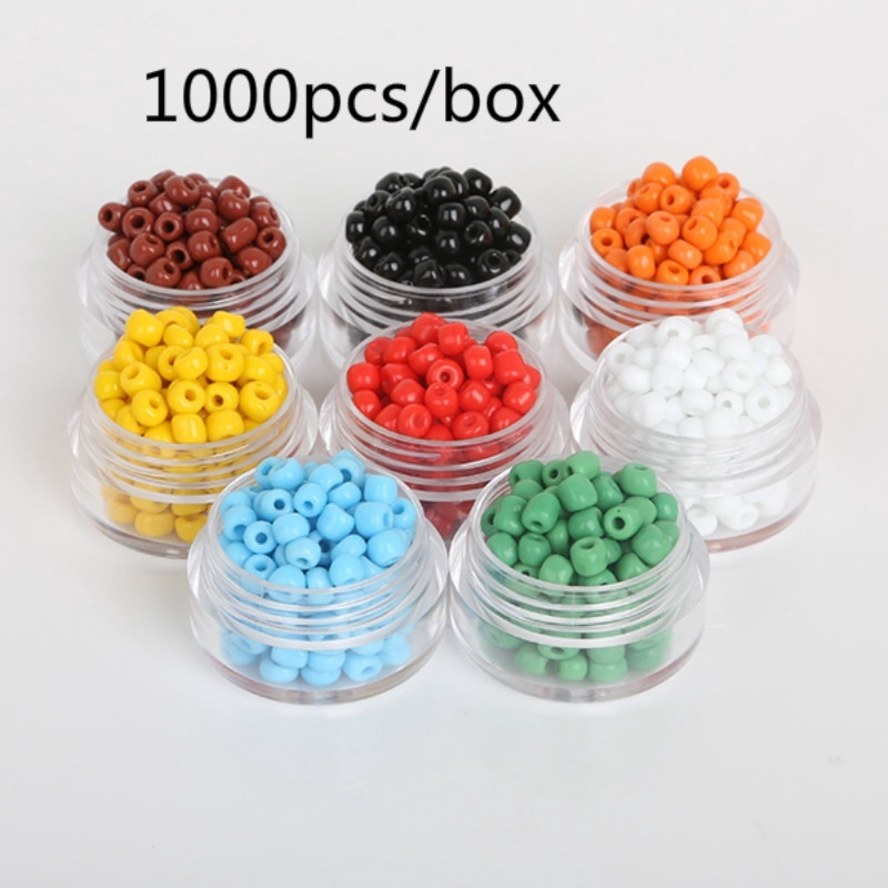 Set 1000 Hạt Thủy Tinh 3mm Nhiều Màu Sắc Dùng Làm Trang Sức Thủ Công