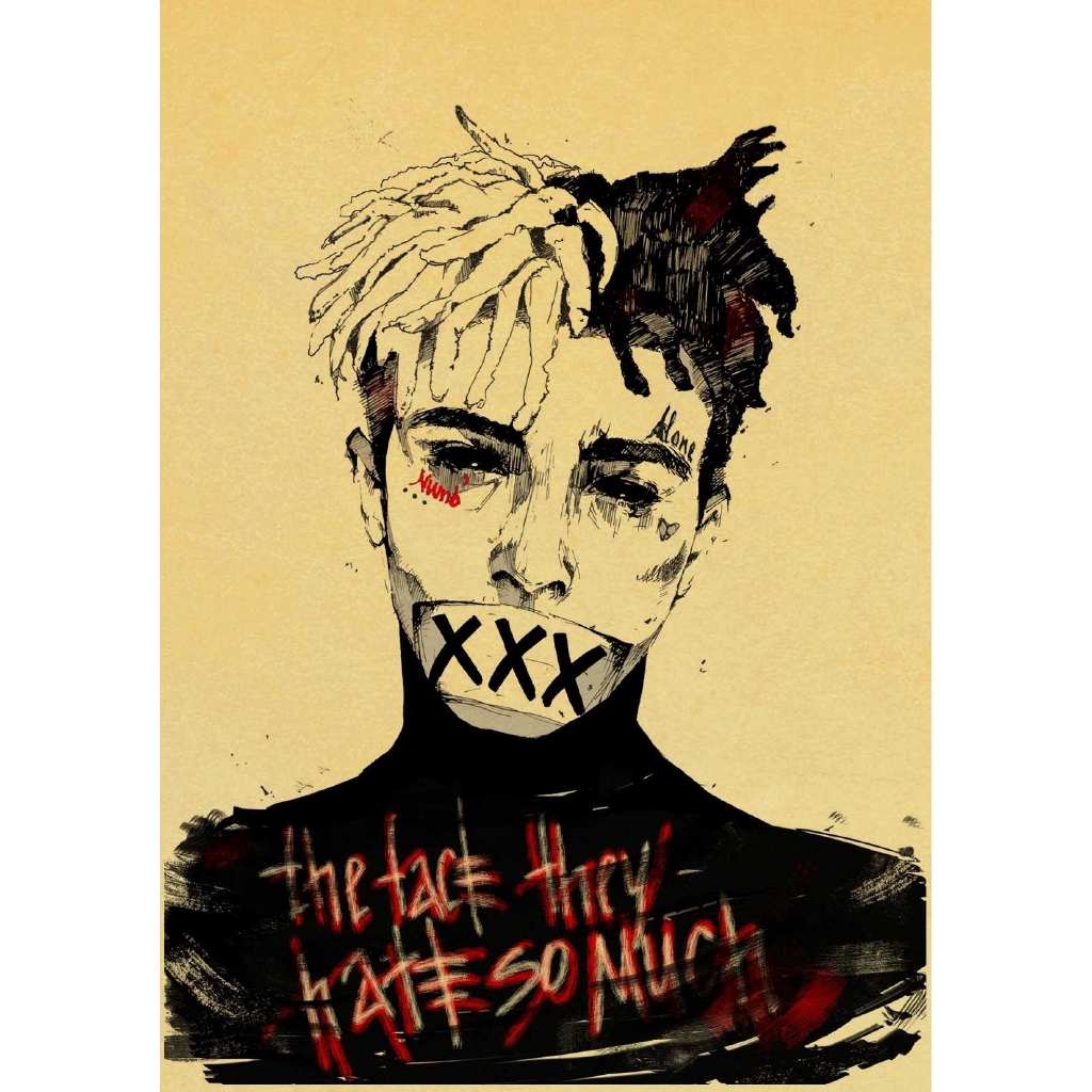 Poster Hình Ca Sĩ Rapper Xxxtentacion Phong Cách Retro