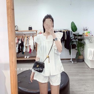 Áo babydoll thô đũi cổ tròn xẻ chữ v tay bèo hàng QC!