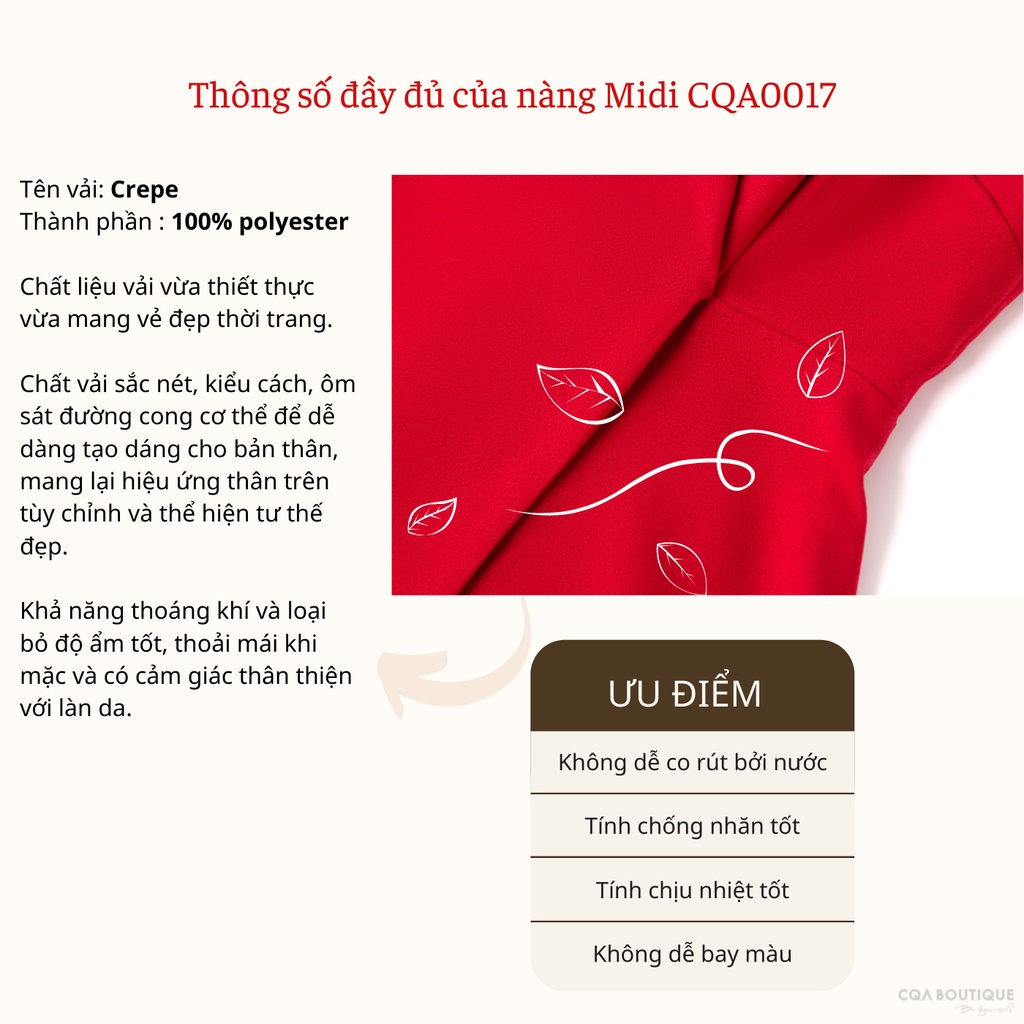 Đầm Vest Công Sở Tay Dài Kèm Dây Thắt Lưng CQA Boutique CQA0017 Màu Đỏ Rượu Chất Liệu Polyester