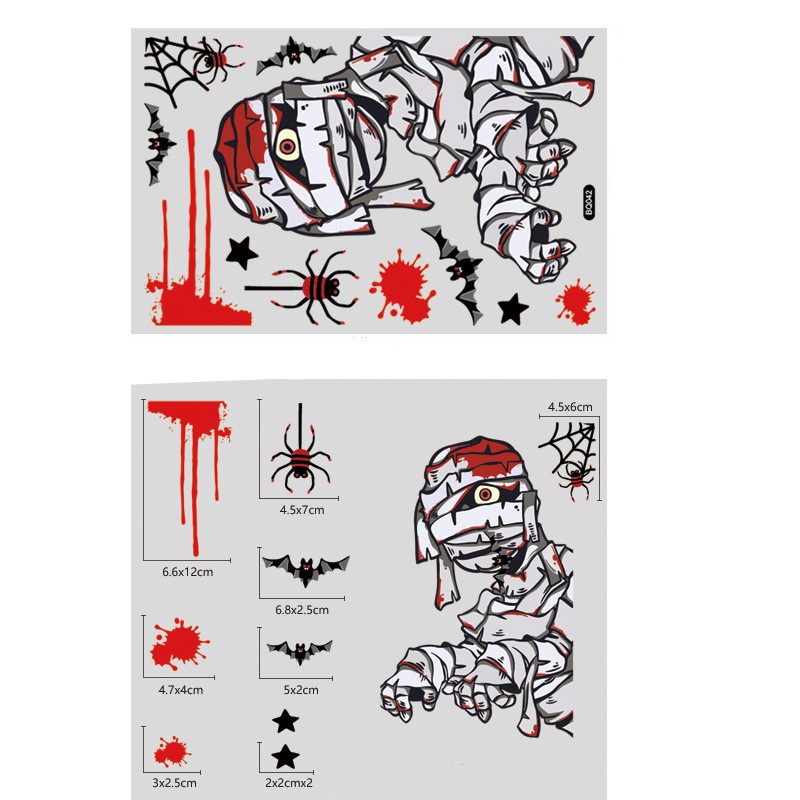 Đề Can Dán Tường / Cửa Sổ Trang Trí Halloween Kinh Dị