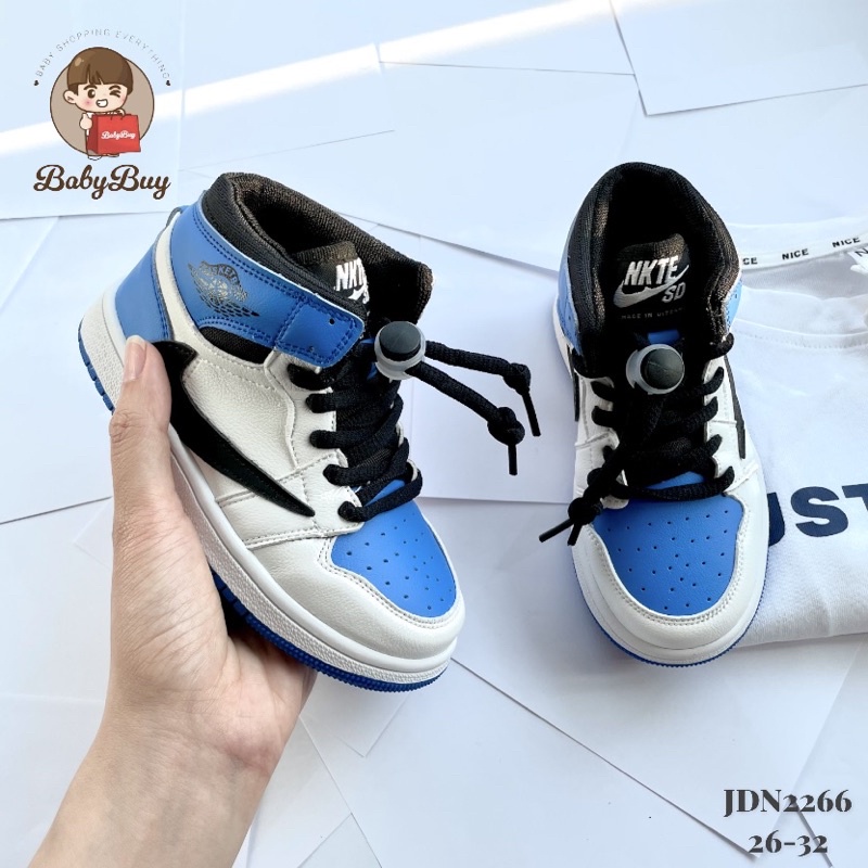 GIÀY BÉ TRAI , GIÀY SNEAKER CHO BÉ ,GIÀY JD TRẺ EM MÀU XANH TRẮNG