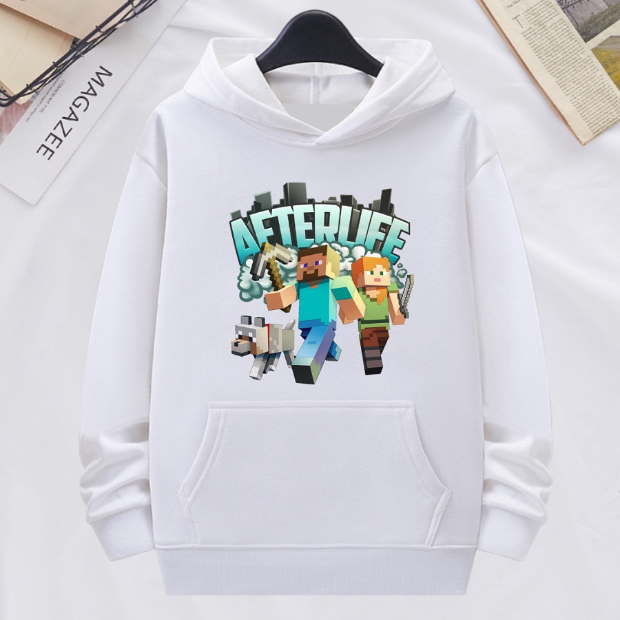 Áo hoodie lego minecraft trò chơi thông minh áo khoác nỉ bông màu trắng cho bé