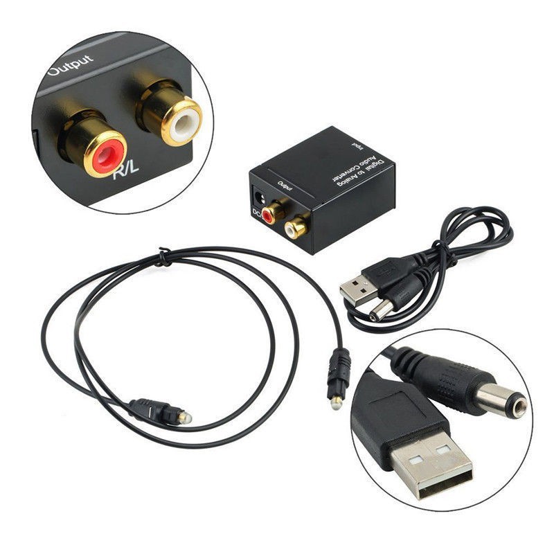 ★Digital Optical Coax to Analog RCA L/R Audio Converter Adapter with Fiber Cable