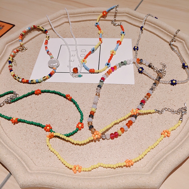 Vòng cổ Chuỗi Hạt Hình Hoa Phong Cách Bohemian Thời Trang Đi Biển Cho Nữ